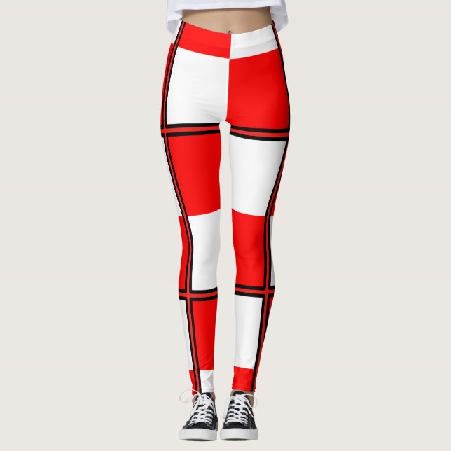 Uniform Red White checkered square Leggings (Front)