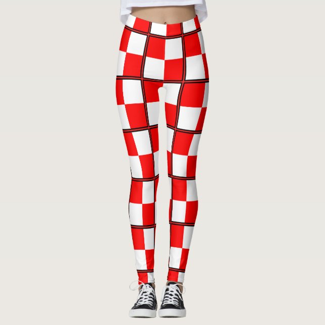 Uniform Red White checkered square Leggings (Front)