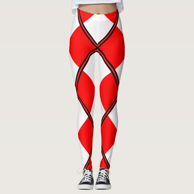 Uniform Red White checkered square Leggings (Front)