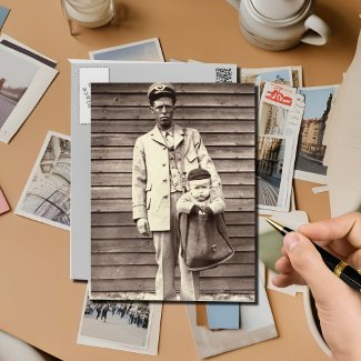 Uniformed Postman with Baby in Mailbag