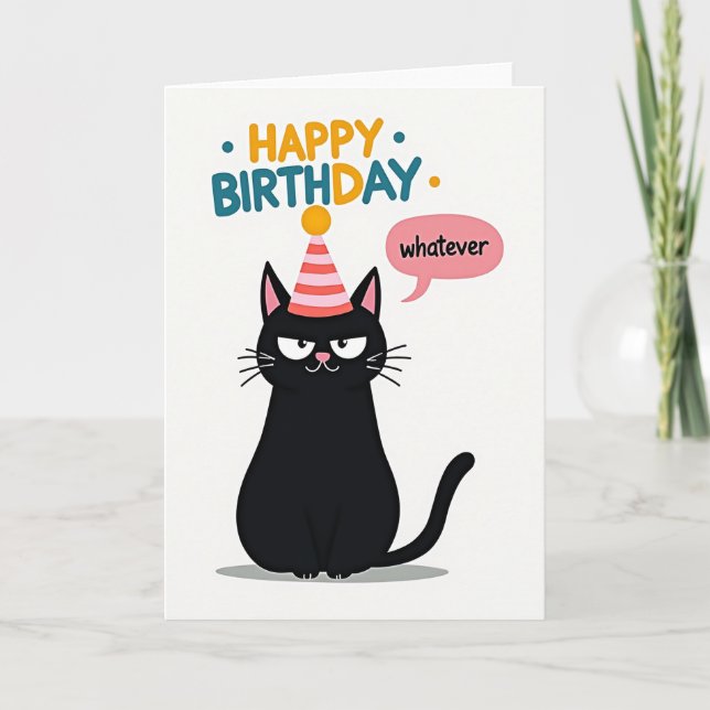 Unimpressed Cat Birthday Card (Front)
