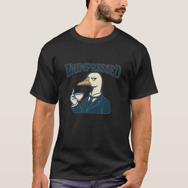 Unimpressed Duck Drinking Tea Meme T-Shirt (Front)
