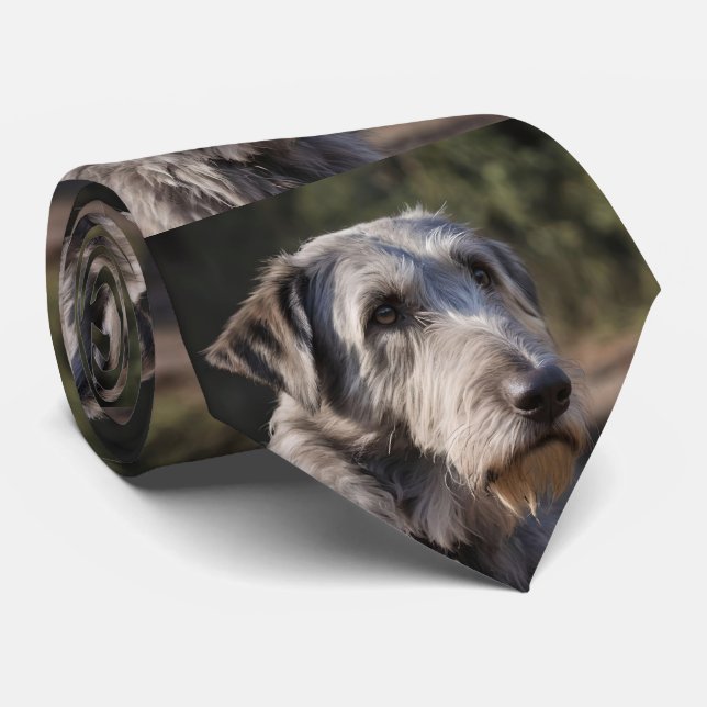 "Unimpressed Majesty: The Wolfhounds' Stoic Gaze" Neck Tie (Rolled)