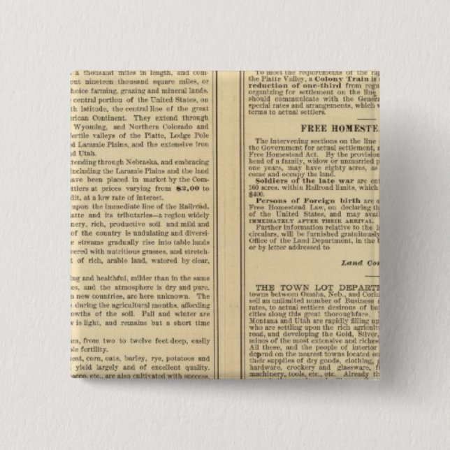 Union and Central Pacific Railroad Lines Pinback Button (Front)