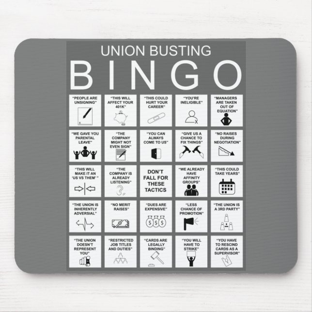 Union Busting Bingo Mouse Pad (Front)