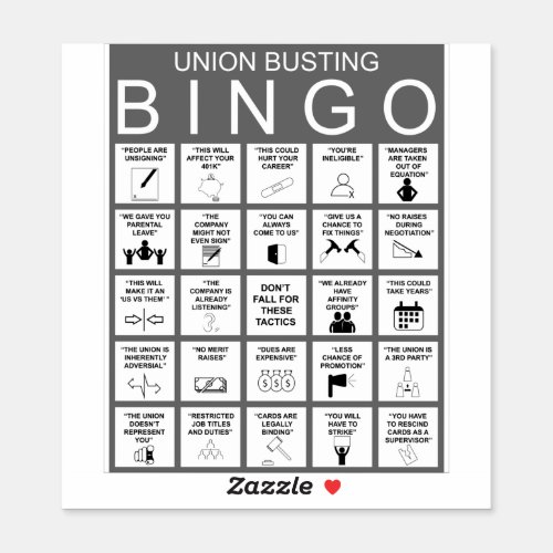 Union Busting Bingo Sticker