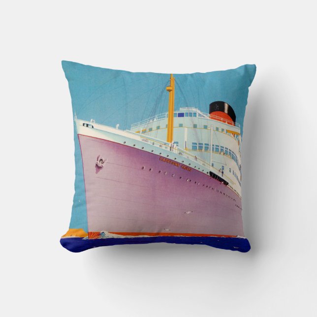 Union Castle ~ The Big Ship Way Throw Pillow (Front)