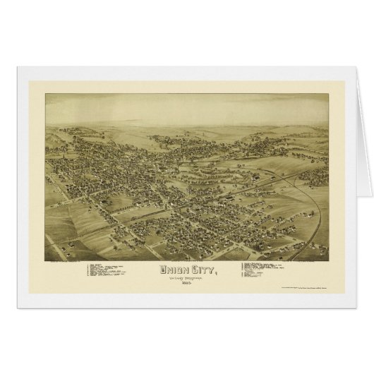 Union City, PA Panoramic Map - 1895 Cards (Front Horizontal)
