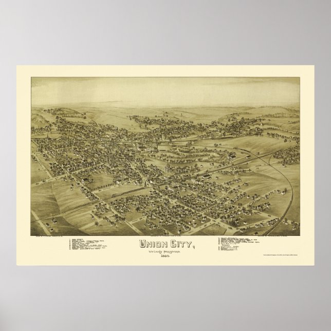 Union City, PA Panoramic Map - 1895 Poster (Front)
