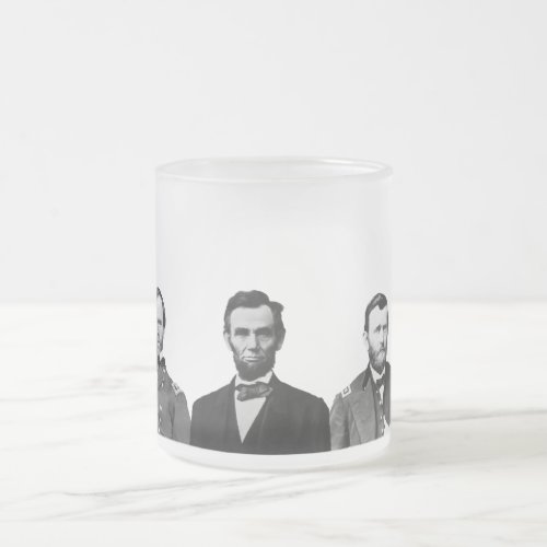 Union Civil War Heroes Frosted Glass Coffee Mug