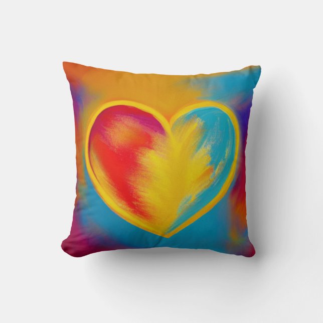 Union Colorful Heart Throw Pillow (Front)