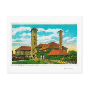 Union Depot Railroad Station in Portland, Postcard