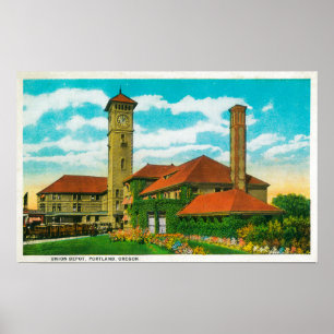 Union Depot Railroad Station in Portland, Poster