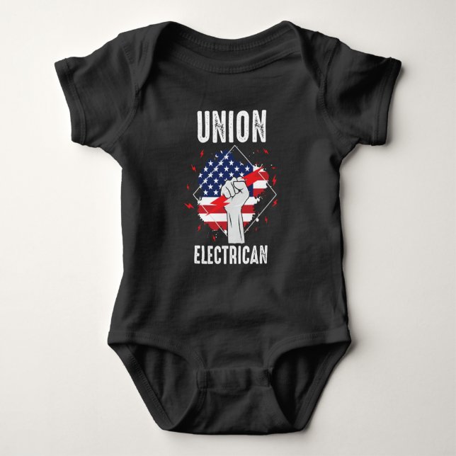 Union Electrician US Retired American Husband Baby Bodysuit (Front)