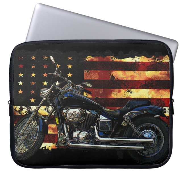 Union Flag, Civil War, Motorcycle, Hog Laptop Sleeve (Front)