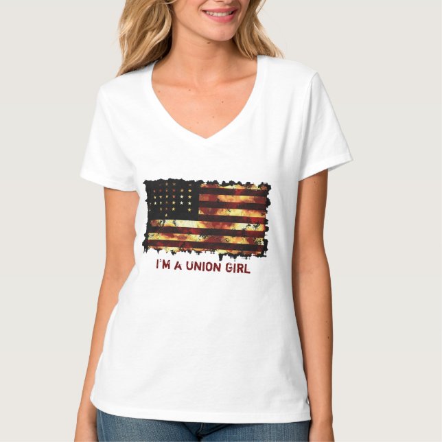 Union Flag, Civil War, Stars and Stripes, USA T-Shirt (Front)