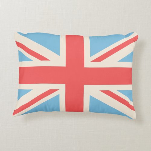 Union FlagJack Design Cream Light Blue  Red Decorative Pillow