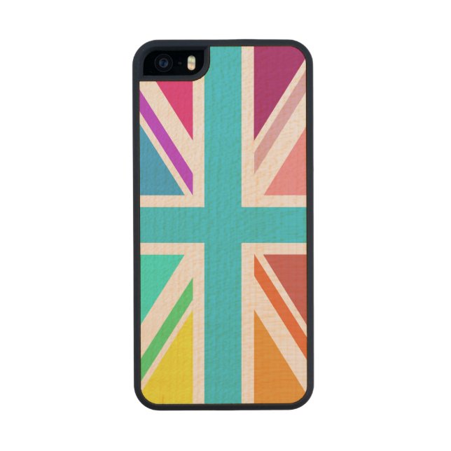 Union Flag/Jack Design – Multicoloured Carved Wood iPhone Case (Back)