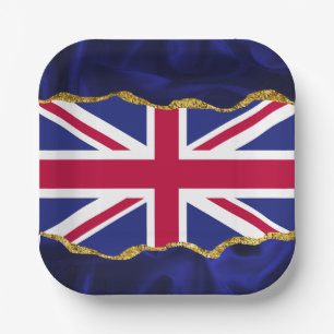 Union Flag Party Picnic Plates, Red White, Navy UK Paper Plates