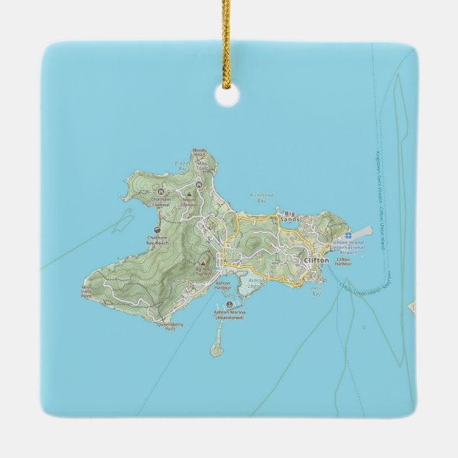 Union Island West Indies Christmas Ceramic Ornament (Back)