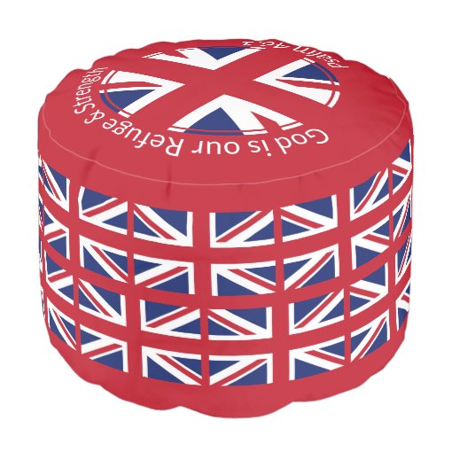 UNION JACK Add Photo Christian RED Pouf Zazzle