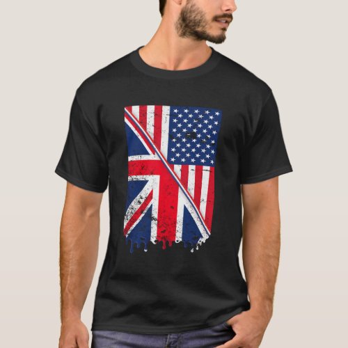 Union Jack American Flag For British Usa Expats T_Shirt