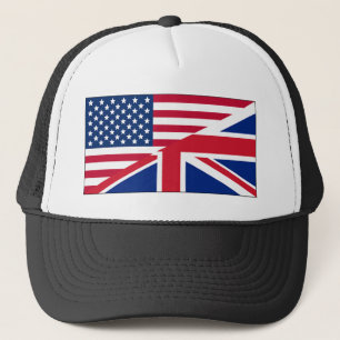 Union Jack American Flag Pattern Stars Stripes Trucker Hat