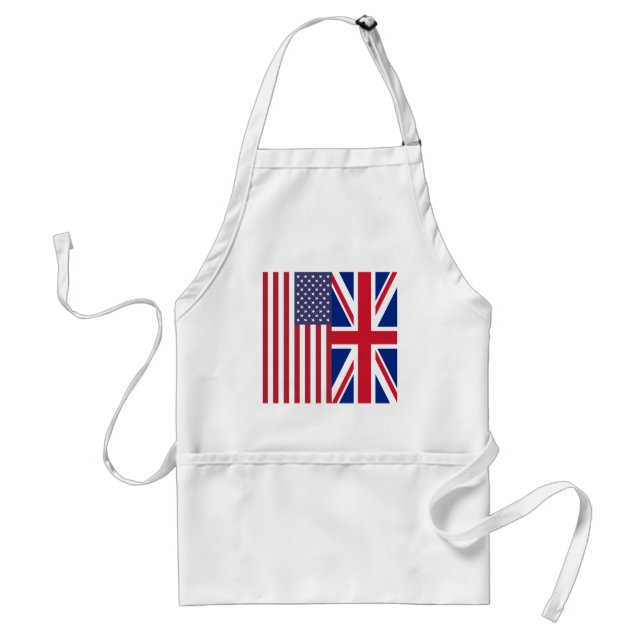 Union Jack And United States of America Flags Adult Apron (Front)