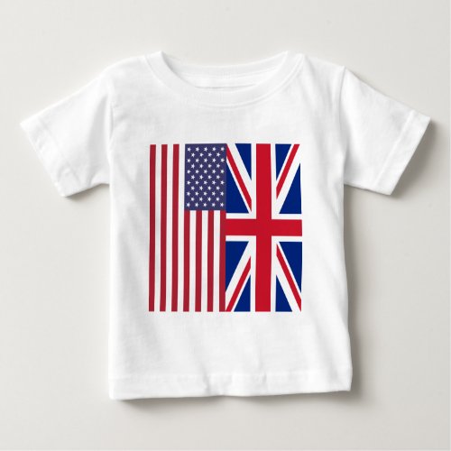 Union Jack And United States of America Flags Baby T_Shirt