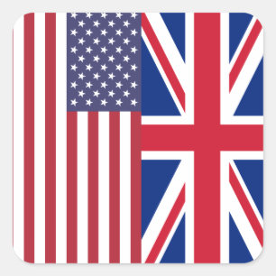Union Jack And United States of America Flags Square Sticker