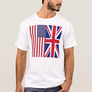 Union Jack And United States of America Flags T-Shirt