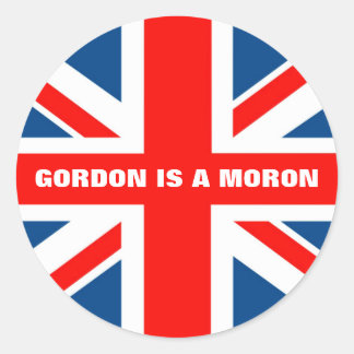Union Jack anti Gordon Brown Classic Round Sticker