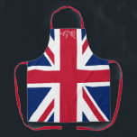 Union Jack Apron - Retro British Flag Monogrammed<br><div class="desc">Cook with British pride. This retro Union Jack apron features the iconic UK flag with custom monogram. Perfect for tea time,  fish and chips,  or Anglophile chefs. Great personalized gift.</div>