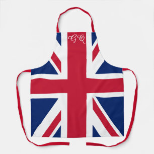 Union Jack Apron - Retro British Flag Monogrammed 