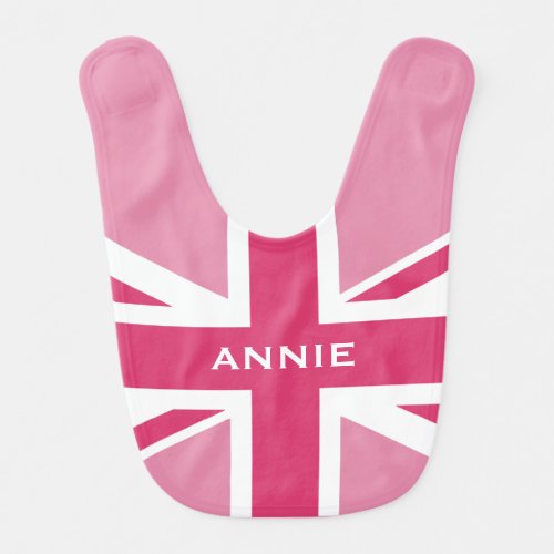 Union Jack  Baby Pink Baby Bib