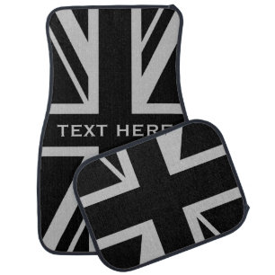 Union Jack Black and Grey Car Floor Mat