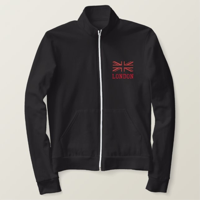 Union Jack ~ Black and Red Embroidered Jacket (Design Front)