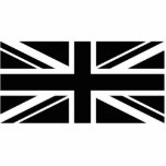 Union Jack ~ Black and White Cutout<br><div class="desc">This will be a cut out in acrylic of any of the things offered,  a pin,  keyring,  ornament,  magnet or sculpture and some of them in different sizes. They can be tree ornaments,  purse charms,  or worn through a belt loop. Even hung from your rear view mirror.</div>