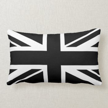 Union Jack ~ Black And White Lumbar Pillow by Ladiebug at Zazzle
