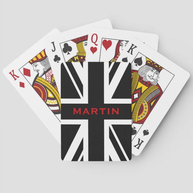 Union Jack ~ Black and White Poker Cards (Back)