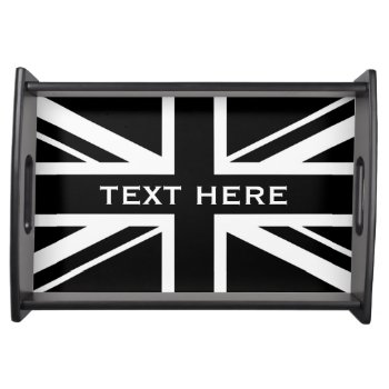 Union Jack ~ Black And White Serving Tray by Ladiebug at Zazzle