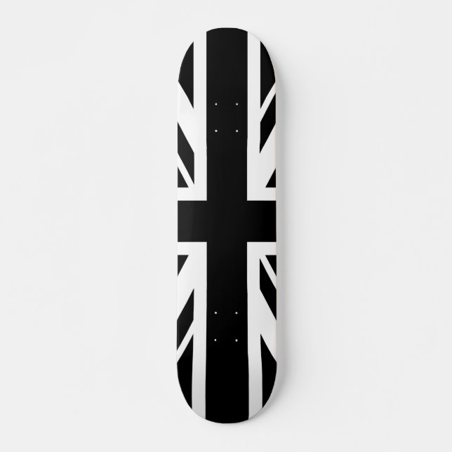 Union Jack ~ Black and White Skateboard Deck (Front)