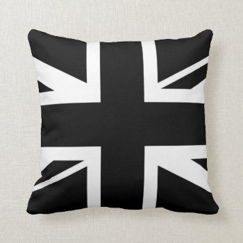 Union Jack ~ Black And White Throw Pillow by Ladiebug at Zazzle