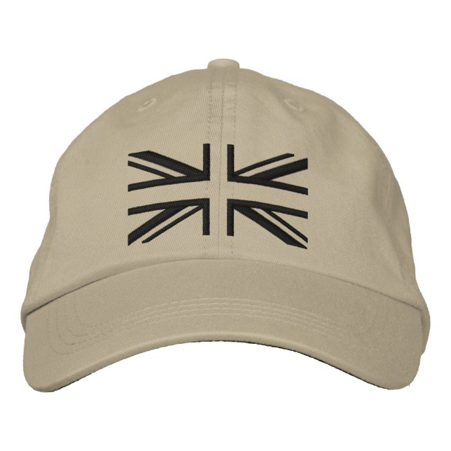Union Jack ~ Black Modern Embroidered Baseball Cap (Front)