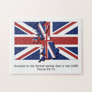 UNION JACK Blessed Nation UK BRITISH FLAG Jigsaw Puzzle
