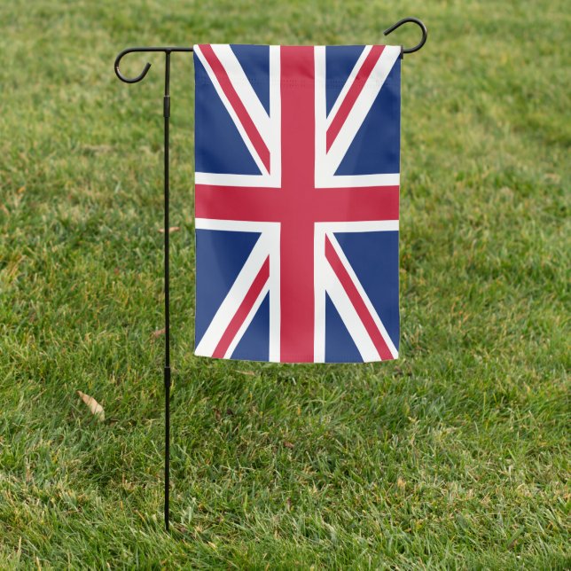 Union Jack Blue White and Red UK Garden Flag (In SItu)