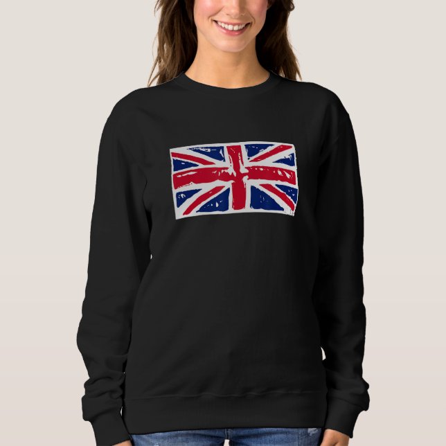 UNION JACK BRITIAN FLAG STAMP GRAPHIC SWEATSHIRT (Front)