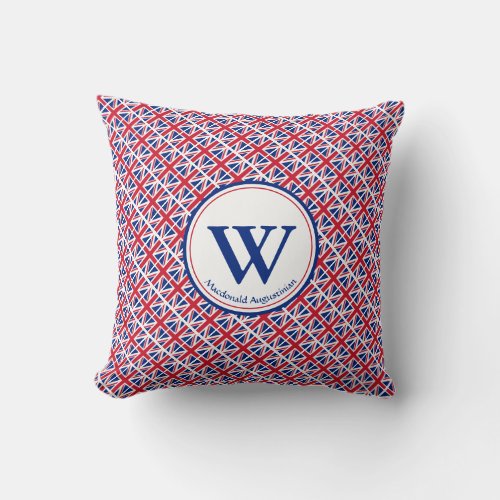 UNION JACK British Custom Monogram Patriotic Throw Pillow