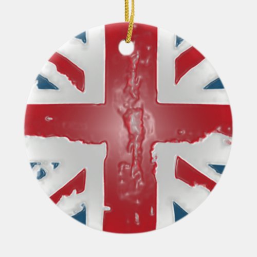 Union Jack British Flag Abstract Wax Art Ceramic Ornament