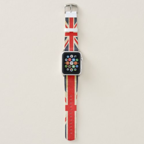Union Jack British Flag Apple Watch Leather Band